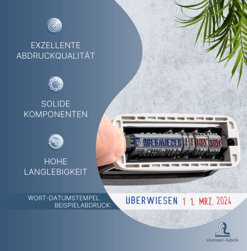 STEMPEL-FABRIK Datumstempel S120/WD/Selbstfärbender Stempel mit Datum & Texten (Eingangstempel, Bezahltstempel, Datumsstempel)