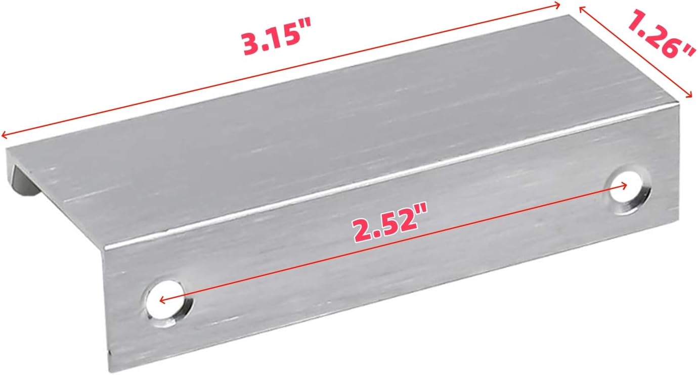 3.15 Inch Brushed Silver Finger Pulls 4Pcs, 2.52 Inch Hole Spacing, Aluminum Alloy Edge Pulls Furniture Handle, Back Mount Concealed Handles for Cabinets, Cupboard, Drawer, Dresser, Wardrobe