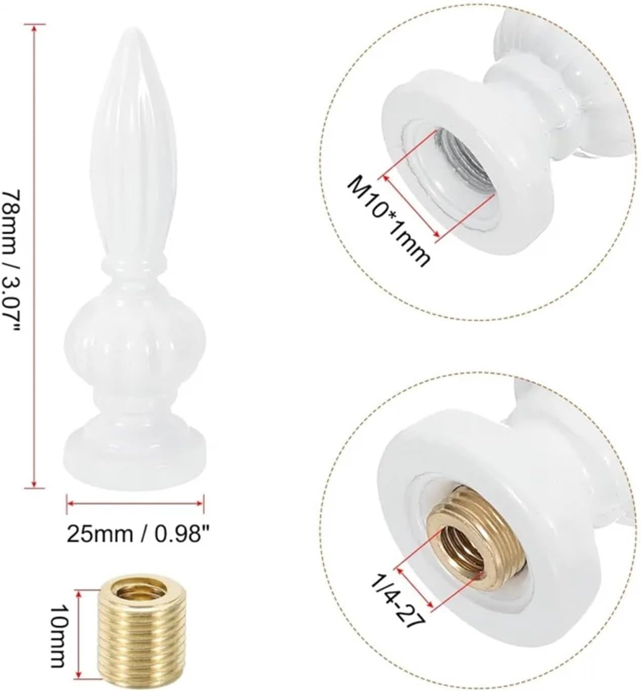Versatile 2pcs 25mm Lamp Shade Finial Caps Knob Threaded Base Solid Decoration
