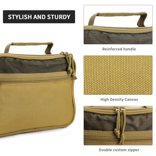 Image of Hanging Toiletry Bag for Men,Travel Toiletry Bag Organizer Dopp Kit | Tactical Toiletry Bag,Toiletries Travel Bag,Mens Travel Toiletry Bag,Mens Travel Essential Shaving Bathroom Shower Bag-Brown
