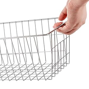 SANNO Farmhouse Freezer Bastets Organizer Bin Large Metal Wire Food Storage Organizer Bin Basket for Kitchen Cabinets Pantry Bathroom Laundry Room Closets Garage Chrome 3 pack