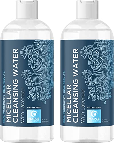 Gentle Micellar Cleansing Water With Lavender - Micellar Water Makeup Remover Liquid Lash Cleanser And Pore Cleanser For All Skin Types - Alcohol Free Hydrating Toner For Face Care 2 Pack Set #TOP19