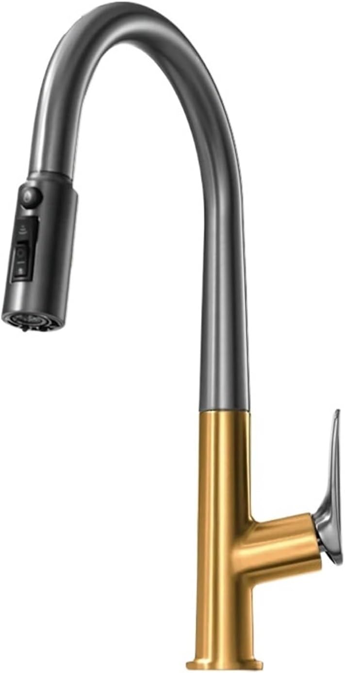 Dual Spout Kitchen Water Filter Faucet for Pure Drinking Water Pull Out Sink Mixer with Gourmet Crane Grey Finish G9/16 Connection