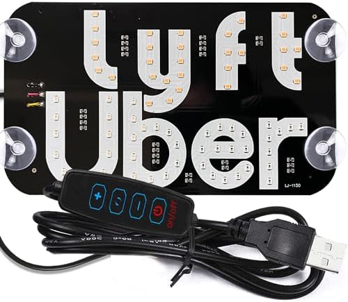 Led Light Signs for Car, Taxi Sign Light Windshield, Glow LED Sign Decal Stickers with Suction Cups Flashing Hook on Car Window LED Bright Lights USB Plug (Pink/Blue)