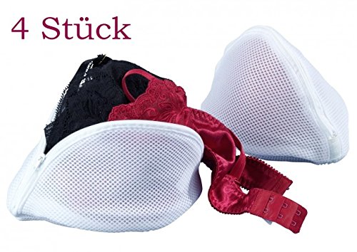 quantio Juego de 4 Wenko Delicado Red Color Blanco con Cremallera  Sujetador de Ropa  Red poliéster  21 x 12 x 11 cm