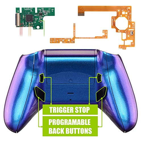 Image of eXtremeRate Chameleon Purple Blue Lofty Programable Remap & Trigger Stop Kit, Upgrade Boards & Redesigned Back Shell & Side Rails & Back Buttons & Trigger Lock for Xbox One S /X Controller Model 1708