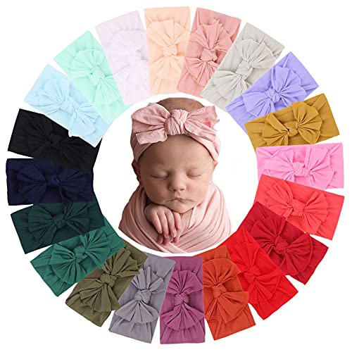 Image of jollybows 20PCS Baby Girls Nylon Headbands Elastic Hair Bows Hair Bands Turban Hair Accessories for Kids Infants Toddlers