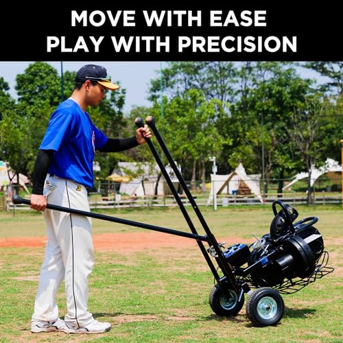 image for Furlihong 747BH 4-Wheel Baseball Pitching Machine, Adjustable Speed an