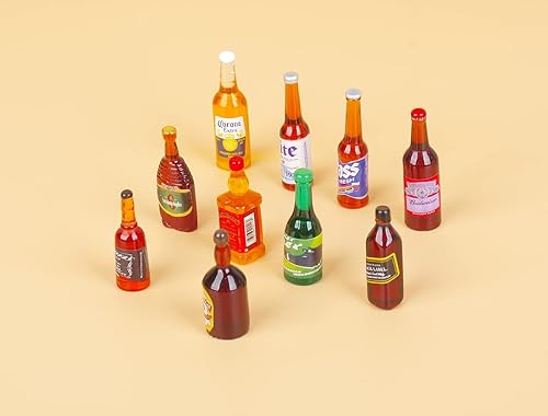 Miniatura 7 de 40 piezas de mini botellas de cerveza falsas en miniatura, decoración de bebidas de vino mixtas, modelo de vidrio de cerveza, modelos de botellas de