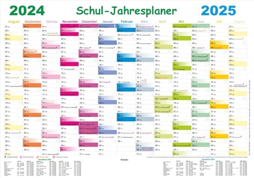 Schul-Jahresplaner 2024/2025: Wandplaner 46 x 32 cm
