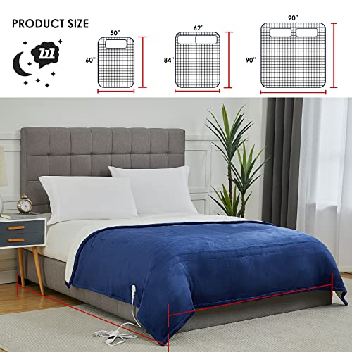 Bomova Electric Heated Blanket Queen Size, 10 Heating Levels & 8 Hours Auto Off With Dual Control, Sherpa Blanket With Fast Heating Overheating Protection, Machine Washable, Home Office 90" X 90" #TOP3