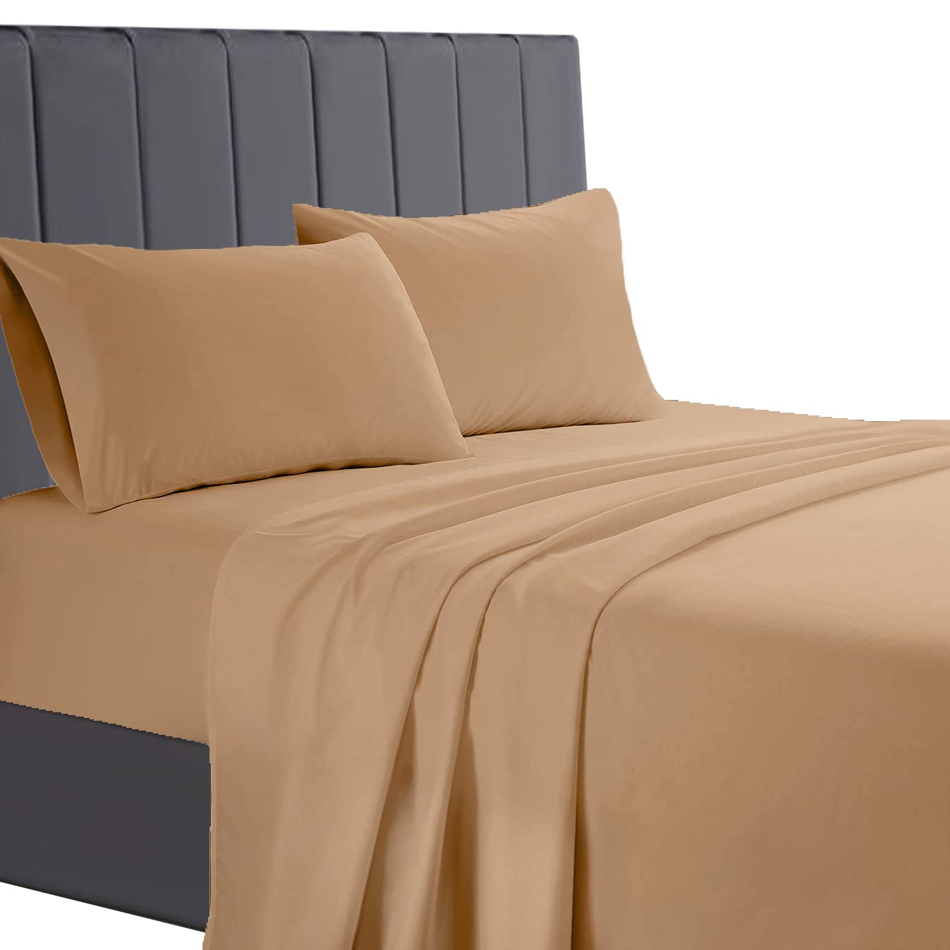 A ATH COLLECTION Egyptian Cotton Flat Sheet, 200 Thread Count, King, Brown