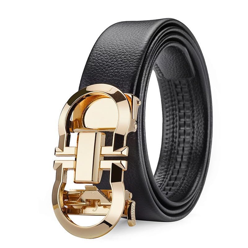 Automatic Ratchet Belt for Men - Genuine Leather Dress Casual Use Adjustable Buckle
