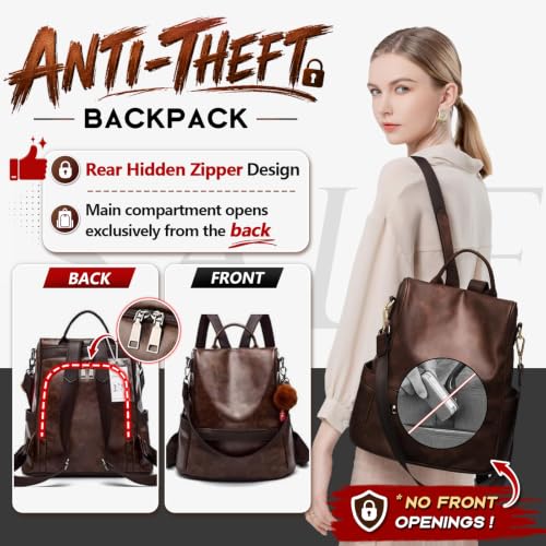 Image of CHERUTY Women Backpack Purse PU Leather Anti-theft Casual Shoulder Bag Fashion Ladies Satchel Bags