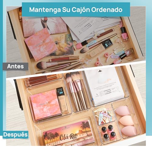 Miniatura 2 de Vtopmart Paquete De 37 Organizadores De Cajones, Separadores Versátil De 4 Tamaños Para Cajones De Baño Y Tocador, Organizador De Plástico Transparente Para Maquillaje, Oficina