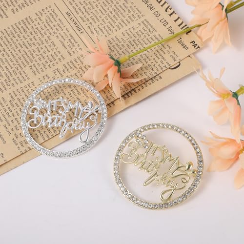 2PCS Birthday Brooch Pins for Women, It\'s My Birthday Pins Rhinestone Crown Brooch, Metal Pin for Birthdays Party Celebrations, Gold Silver Birthdays Accessories - Thumbnail 7