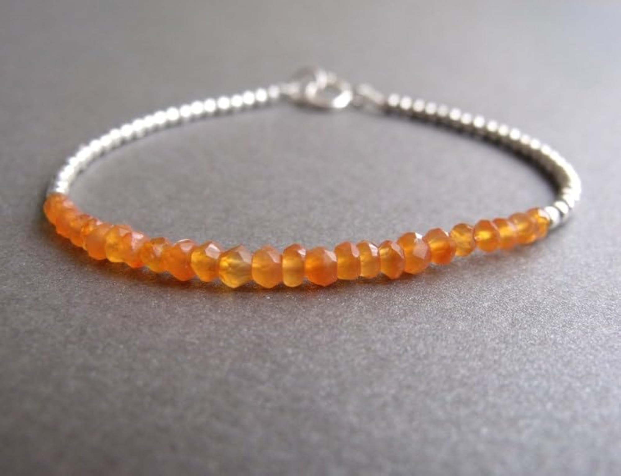 Carnelian Rondelle Beaded Bracelet, Unisex Healing Gift