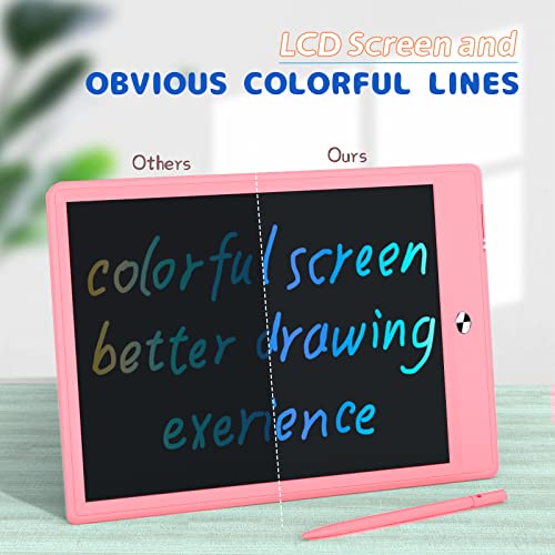 LCD Writing Tablet,Doodle Board 10 Inch Colorful Drawing Board Drawing Tablet,Erasable Reusable Electronic Drawing Pads,Educational Toys Gift for 3 4 5 6 7 8 Years Old Kids Toddler (Pink)