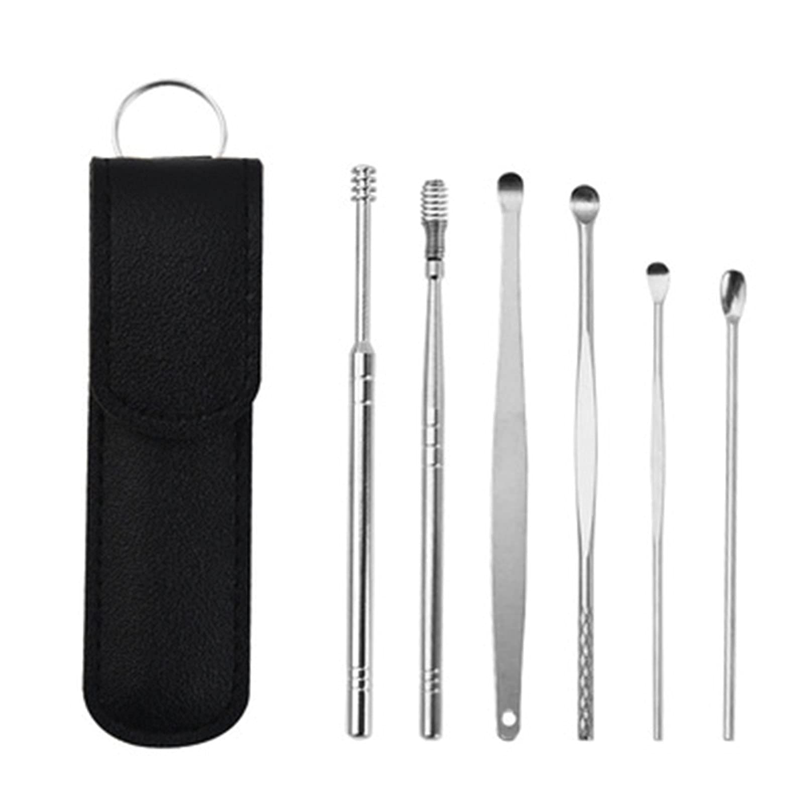 Innovative Spring Earwax Cleaner Tool Set - Spiral Design Stainless Steel Ear Picks, Ear Cleansing Tool Set, Ear Curette Cleaner, Ear Wax Removal Kit with Storage Box (C2) (A1)