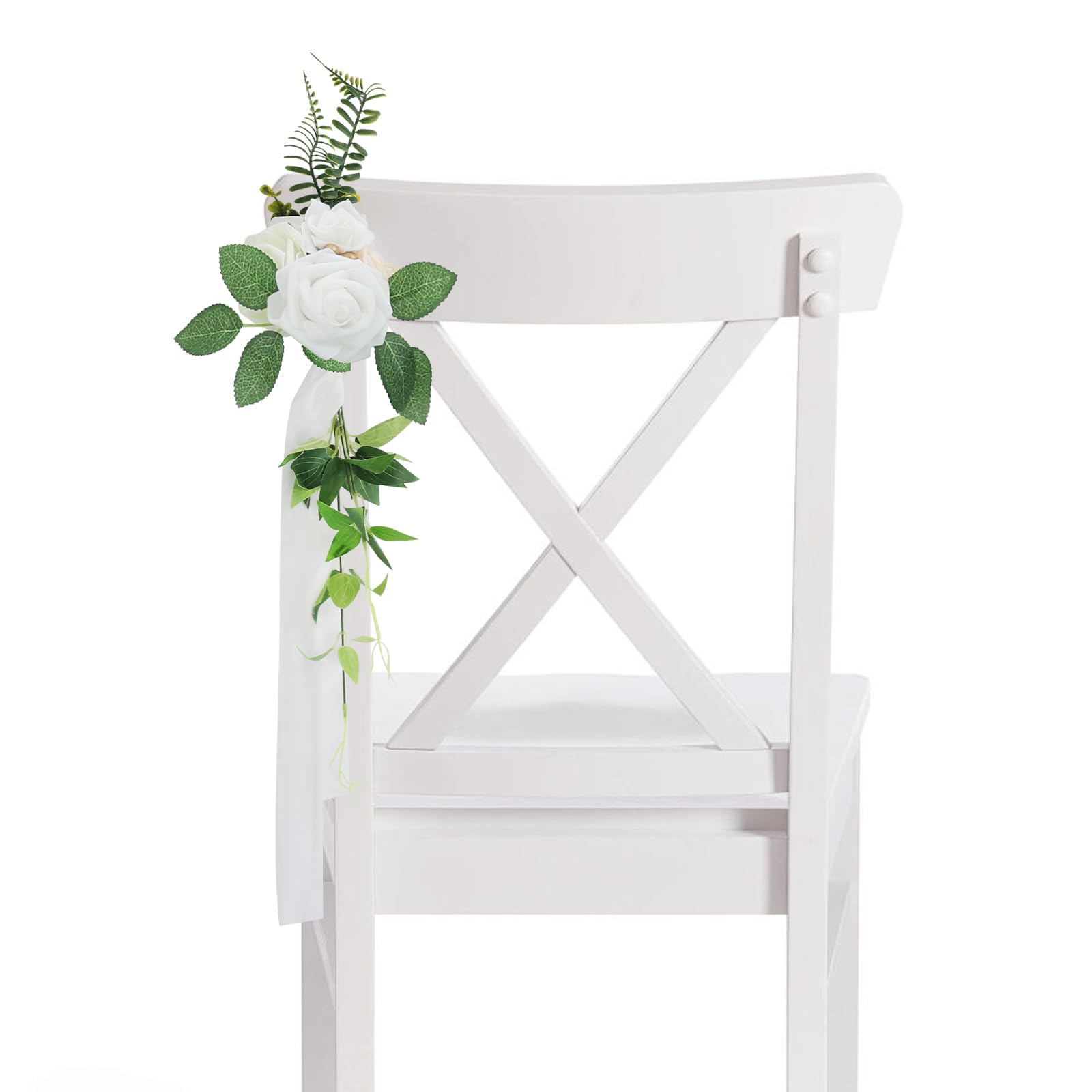 10 Stück Hochzeit Stuhl Rücken Blumen, Künstliche Stuhlschleife Stuhl Rücken Blumen, Hochzeitsstuhl-Dekoration, Stuhllehnen-Blumendeko für Hochzeiten, Bankette, Partys (Weiß)