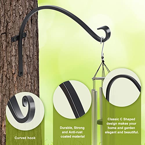Feed Garden 18 Inch 2 Pack Outdoor Hanging Plant Bracket For Bird Feeders, Wind Chimes, Lanterns, Heavy Duty Metal Iron Wall Hooks With 6 Screws #TOP2