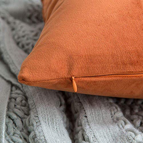 Miulee Fall Pack Of 2 Velvet Soft Solid Decorative Square Throw Pillow Covers Set Cushion Case For Sofa Bedroom Car 18X18 Inch 45X45 Cm Orange #TOP3