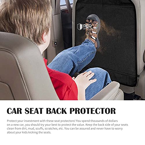 Red Shield Kick Mats, Pack Of 2, Car Seat Protector, Car Accessory, Auto Car Seat Back Protector Kick Mat Protects From Dirt Scuffs & Scratches, Black #TOP1
