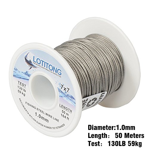 LOTITONG 50M 130LB Fishing Steel Wire line 1.0mm Wire Diameter 7x7 49 Strands Trace Coating Wire Leader Coating Jigging Wire Lead Fish Jigging Line Fishing Wire Stainless Steel Leader Wire - Thumbnail 4