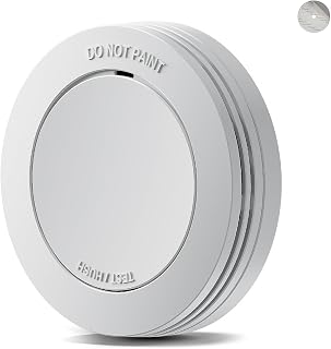 Safeliveo Detector de Humo,Alarma de Incendio autónoma, batería de 10 años, sin LED Intermitente, función de Silencio, 85 dB, con Almohadillas Adhesivas, Conforme a EN 14604, 1 Piezas