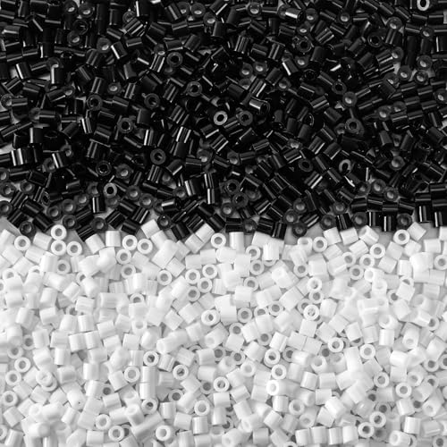 AUGSUN Fuse Beads 1500Pcs Black White Melty Beads 5mm Iron Beads for Arts and Crafts