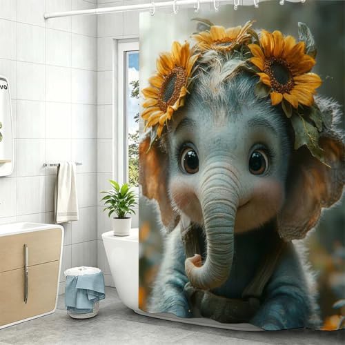 Rideau de douche gris éléphant 130x170 cm en polyester lavable - 3