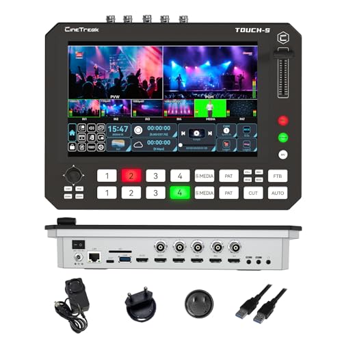 Touch-S 10.1” Touchscreen Video Switcher, 6-Channel HDMI/SDI Live Streaming Mixer with PTZ Camera Control, Multi-View Monitoring, USB Capture, Audio Mixing and Recording