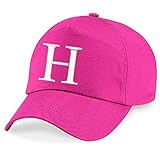 Größe 4-14 Jahre 4sold Unisex Bindemütze Babymütze Jungen Mädchen Mütze Baseball Cap Fuschia Hut Kinder Kappe Alphabet A-Z (H)