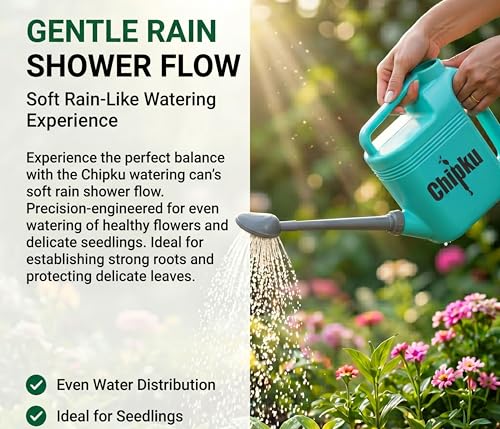 Image of Chipku 5 Litre Garden Watering Can with Sprinkler Nozzle | Durable Lightweight Plastic Water Can for Home, Balcony & Outdoor Plants | Easy Pour Long Spout