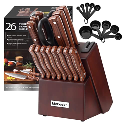 McCook® MC702 Knife Sets of 26, Stainless Steel Kitchen Knives Block