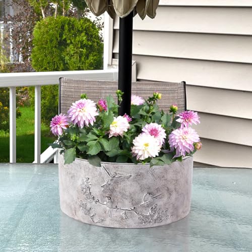 Tbpro Patio Umbrella Planter 2pcs Around Umbrella Planter Gray 11.41 * 11.41 * 4.72 inch Weatherproof with Drainage Holes Half-Circle Planter Pots with Umbrella Rod Hole for Patio Table by Tbpro - Used condition - Image 4
