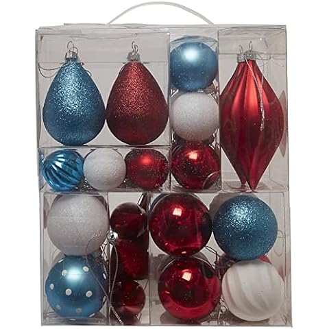 Festive bright Assorted Multicolour Bauble, Pack of 40 Cover