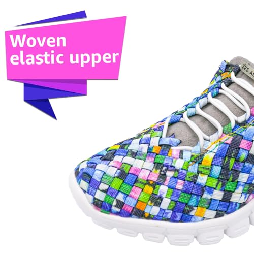 Image of Zee Alexis Women's Danielle Sneakers | Breathable Lightweight Flexible Casual Comfortable Slip-On No-Tie Elastic Laces Woven Shoes