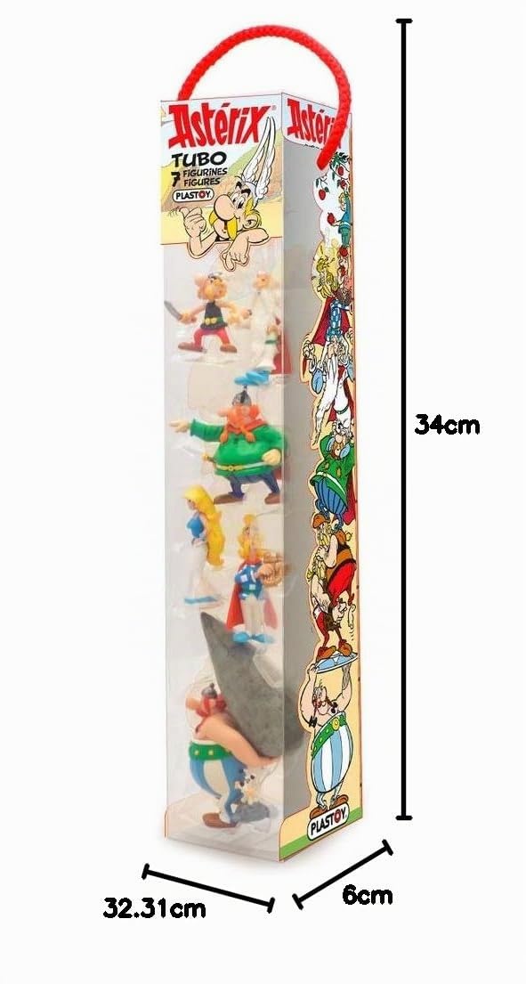 Plastoy Astérix Caja tubo con 7 figuras de la aldea gala - Resina - 4 a 10 cm