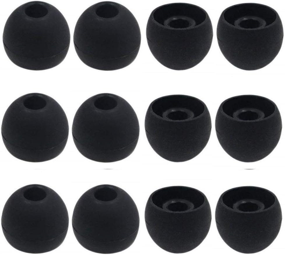 12PCS Large Size Replacement Ear Tips Earbud Eartip Ear Cap Ear Bud Tip for Powerbeats Pro, BeatsX, Senso, TOZO, Sony & Other Inner Hole 3.8mm Earbud in-Ear Headphones,Black,L