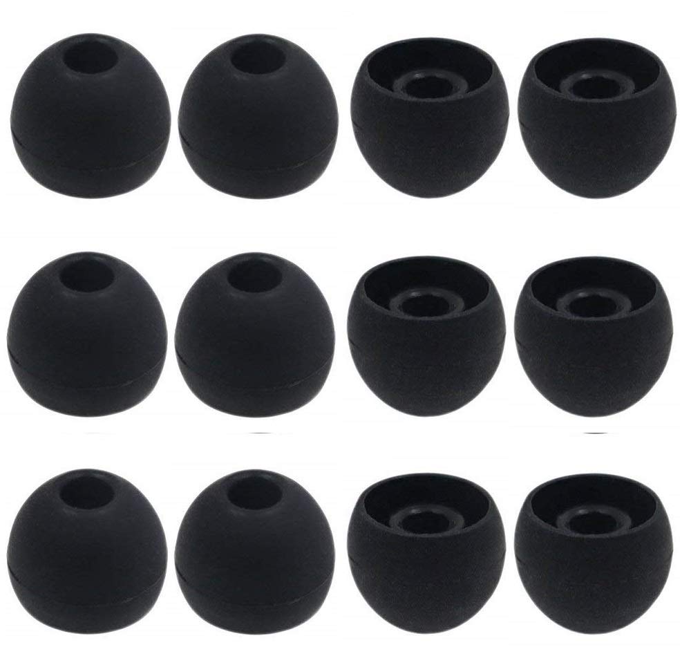 BLLQ12PCS Large Size Replacement Ear Tips Earbud Eartip Ear Cap Ear Bud Tip for Powerbeats Pro, BeatsX, Senso, TOZO, Sony & Other Inner Hole 3.8mm Earbud in-Ear Headphones,Black,L