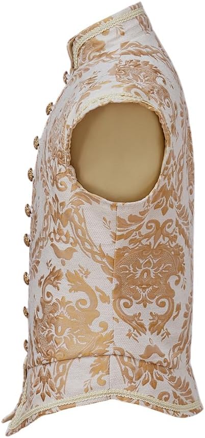 CosplayDiy Mens Tudor Vest Victorian Suit Vest Tudor Jerkin Gothic Steampunk Waistcoat - Image 3