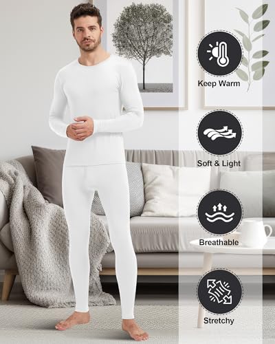 Patelai 2 Pack Men Thermals Top and Bottom Set Undergarments Lined Thermal Underwear Men Base Layer for Fall Winter4