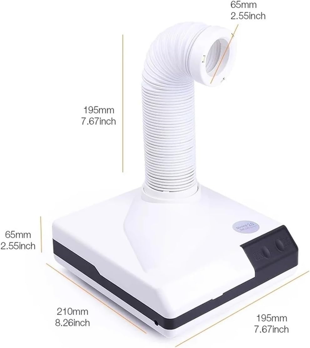 Nail Dust Collector, 60W Double Use Nail Dust Collector Retractable Elbow Design Nail Dust Extractor Fan Nail Vacuum Cleaner with Tube,Manicure Dust Collector