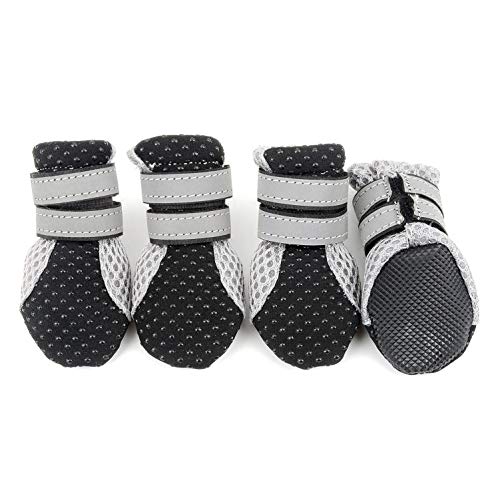 smalllee_lucky_store Botas protectoras de malla transpirable para perros de verano, suaves y reelectivos, para perros pequeños y medianos, para alergias en patas lesionadas, color negro, L Cover