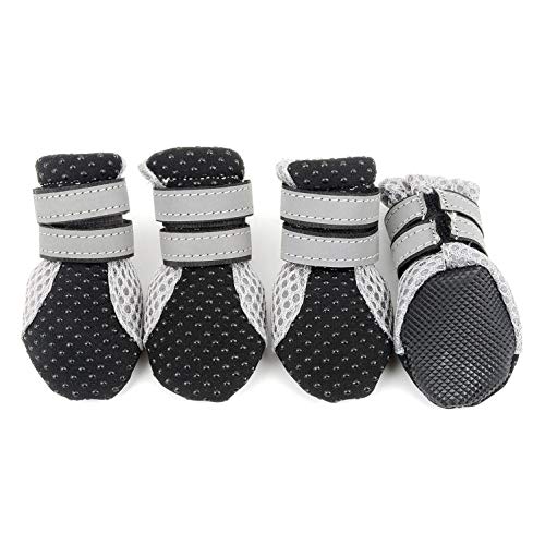 smalllee_Lucky_Store Sommer Air Mesh HundeSchuhe Stiefel Anti-Rutsch Pfotenschutz für Kleine Mittlere Hunde,verstellbar