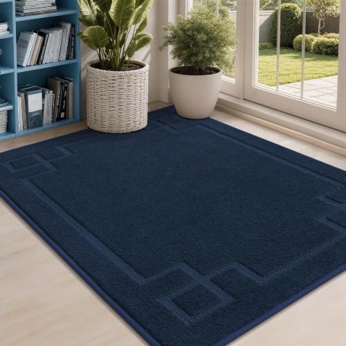 Image of BEQHAUSE Door Mat 32 inch x 48 inch, Non-Slip Door Mats Indoor Washable, Navy Blue