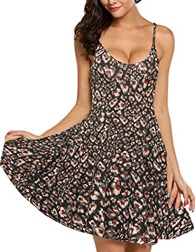 ACEVOG Women's Casual Dresses Spaghetti Strap Summer Dresses Floral Sundresses