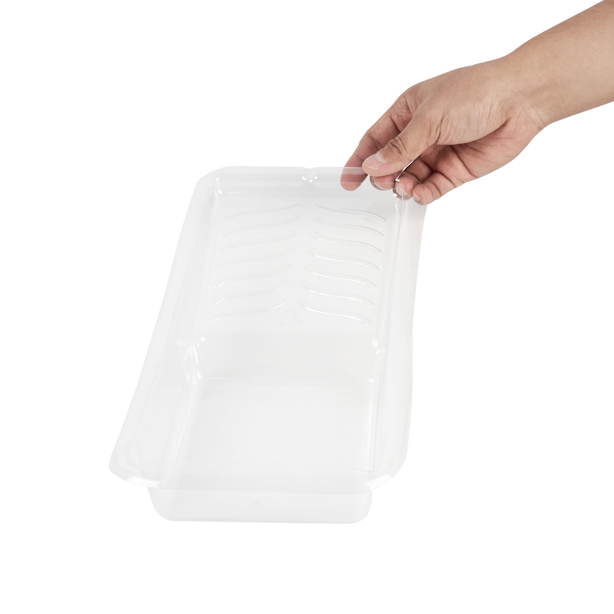 Restaurantware Paquete de 60 forros de bandeja de pintura, desechables, de 4 pulgadas, resistentes al desgarro, suministros de plástico transparente con textura para pintura de casa, retoques, bordes