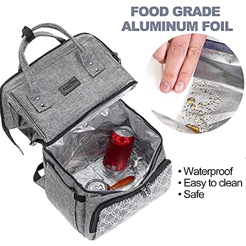 Image of AmHoo Insulated Lunch Box Cooler Backpack Waterproof Leak-Proof Lunch Bag Tote for Men Women Hiking Beach Picnic Trip with Strongest YKK Zipper Black